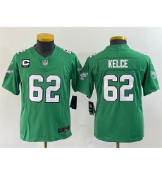 Women Philadelphia Eagles 62 Jason Kelce Green 2023 F U S E  With C Patch Stitched Football Jersey  Run Small