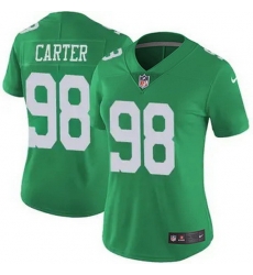 Women Philadelphia Eagles Jalen Carter #98 Green Vapor Untouchable Limited Stitched NFL Jersey