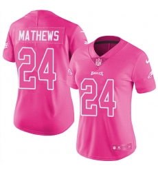 Womens Nike Eagles #24 Ryan Mathews Pink  Stitched NFL Limited Rush Fashion Jersey