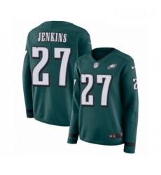 Womens Nike Philadelphia Eagles 27 Malcolm Jenkins Limited Green Therma Long Sleeve NFL Jersey