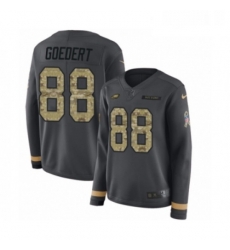 Womens Nike Philadelphia Eagles 88 Dallas Goedert Limited Black Salute to Service Therma Long Sleeve NFL Jersey