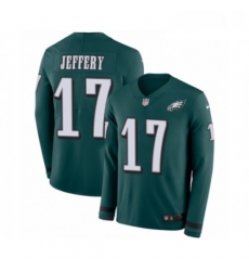 Youth Nike Philadelphia Eagles 17 Alshon Jeffery Limited Green Therma Long Sleeve NFL Jersey