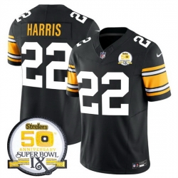 Men Pittsburgh Steelers 22 Najee Harris Black 2024 F U S E 50th Anniversary Of Super Bowl IX Vapor Untouchable Limited Stitched Jersey