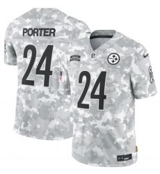 Men Pittsburgh Steelers #24 Joey Porter Jr. 2024 Arctic Camo Salute To Service Limited Stitched Football Jersey