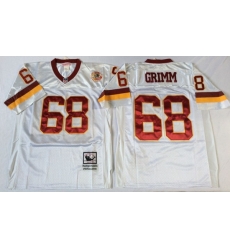 Men Redskins 68 Russ Grimm White M&N Throwback Jersey