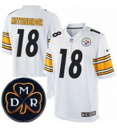 Men's Nike Pittsburgh Steelers #18 Zach Mettenberger Elite White NFL MDR Dan Rooney Patch Jersey