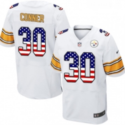 Mens Nike Pittsburgh Steelers 30 James Conner Elite White Road USA Flag Fashion NFL Jersey