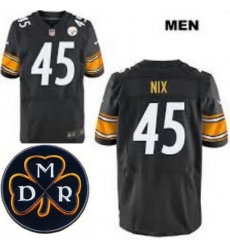 Men's Nike Pittsburgh Steelers #45 Roosevelt Nix Elite Black NFL MDR Dan Rooney Patch Jersey