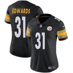 Women Pittsburgh Steelers 31 Daijun Edwards 2024 Black Vapor Stitched Football Jersey