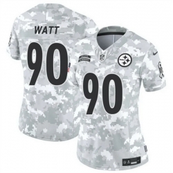 Women Pittsburgh Steelers 90 T  J  Watt 2024 F U S E Arctic Camo Salute To Service Limited Stitched Football Jersey