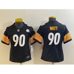 Women Pittsburgh Steelers 90 T  J  Watt Black 2023 F U S E  Stitched Football Jersey 28Run Small 29s