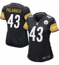 Womens Nike Pittsburgh Steelers 43 Troy Polamalu Game Black Team Color NFL Jersey