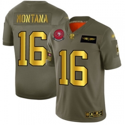 49ers 16 Joe Montana Camo Gold Men Stitched Football Limited 2019 Salute To Service Jersey