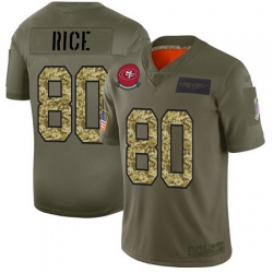 49ers 80 Jerry Rice Olive Camo Men Stitched Football Limited 2019 Salute To Service Jersey