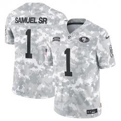 Men San Francisco 49ers 1 Deebo Samuel Sr 2024 Arctic Camo Salute To Service Limited Stitched Football Jersey