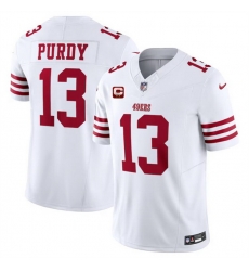 Men San Francisco 49ers 13 Brock Purdy White 2024 F U S E  With 2 Star C Patch Vapor Untouchable Limited Stitched Football Jersey