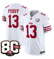 Men San Francisco 49ers 13 Brock Purdy White 80th Anniversary Patch 2026 F U S E Vapor Untouchabl2026 F U S E Vapor Untouchable Limited Stitched Footbal Men San Francisco 49ers 13 Brock Purdy White 80th Anniversary Patch 2026 F U S E Vapor Untouchabl2026 F U S E Vapor Untouchable Limited Stitched Footbal