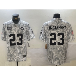 Men San Francisco 49ers 23 Christian McCaffrey 2024 F U S E Arctic Camo Salute To Service Limited Stitched Football Jersey