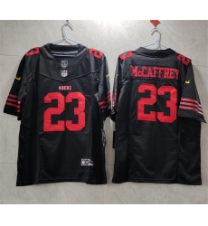 Men San Francisco 49ers 23 Christian McCaffrey Black 2023 F U S E  Vapor Untouchable Limited Stitched Football Jersey