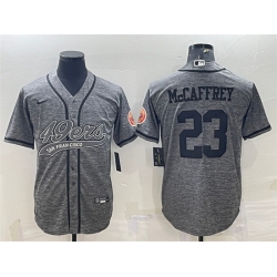 Men San Francisco 49ers 23 Christian McCaffrey Grey With Patch Cool Base Stitched Baseball Jersey