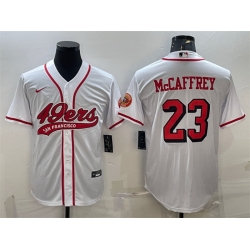 Men San Francisco 49ers 23 Christian McCaffrey New White With Patch Cool Base Stitched Baseball Jersey