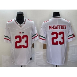 Men San Francisco 49ers 23 Christian McCaffrey White 2023 F U S E  Vapor Untouchable Limited Stitched Football Jersey