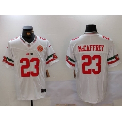 Men San Francisco 49ers 23 Christian McCaffrey White F U S E  Mexico Faithful To The Bay Patch Vapor Limited Stitched Football Jersey