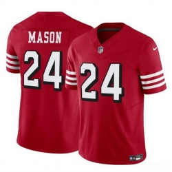 Men San Francisco 49ers 24 Jordan Mason New Red 2023 F U S E  Stitched Football Jersey