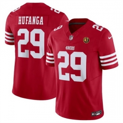 Men San Francisco 49ers 29 Talanoa Hufanga Red 2023 F U S E  With John Madden Patch Vapor Limited Stitched Football Jersey