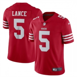 Men San Francisco 49ers 5 Trey Lance 2022 New Scarlet Vapor Untouchable Limited Stitched Football Jersey