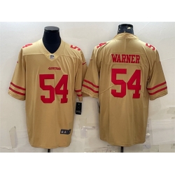 Men San Francisco 49ers 54 Fred Warner Gold Stitched Football Jersey