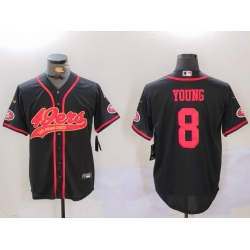 Men San Francisco 49ers 8 Steve Young Black With Patch Cool Base Stitched Baseball Jersey