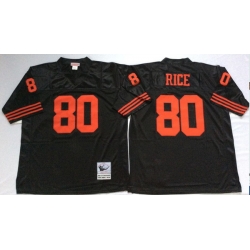 Men San Francisco 49ers 80 Jerry Rice Black M&N Throwback Jersey