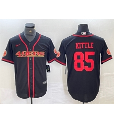 Men San Francisco 49ers 85 George Kittle Black With Patch Cool Base Stitched Baseball Jersey