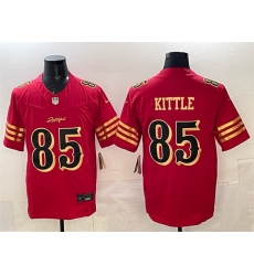 Men San Francisco 49ers 85 George kittle Red Gold 2025 F U S E Rivalries Vapor Limited Stitched Football Jersey Men San Francisco 49ers 85 George kittle Red Gold 2025 F U S E Rivalries Vapor Limited Stitched Football Jersey