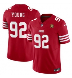 Men San Francisco 49ers 92 Chase Young Red 2023 F U S E  With John Madden Patch Vapor Limited Stitched Football Jersey