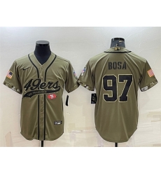 Men San Francisco 49ers 97 Nick Bosa 2022 Olive Salute To Service Cool Base Stitched Baseball Jersey