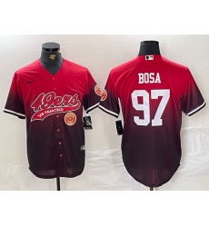 Men San Francisco 49ers 97 Nick Bosa Red Black With Patch Cool Base Stitched Baseball jerseys 1