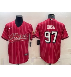 Men San Francisco 49ers 97 Nick Bosa Red With Patch Cool Base Stitched Baseball Jersey