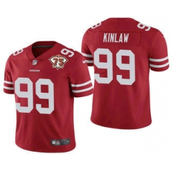 Men San Francisco 49ers 99 Javon Kinlaw Red 75th Anniversary Patch 2021 Vapor Untouchable Stitched Nike Limited Jersey