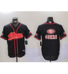 Men San Francisco 49ers Team Big Logo Black With Patch Cool Base Stitched Baseball Jersey 1