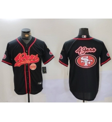 Men San Francisco 49ers Team Big Logo Black With Patch Cool Base Stitched Baseball Jersey 8