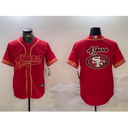 Men San Francisco 49ers Team Big Logo Red Cool Base Stitched Baseball Jersey 1