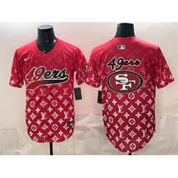 Men San Francisco 49ers Team Big Logo Red Limited Stitched Baseball Jersey