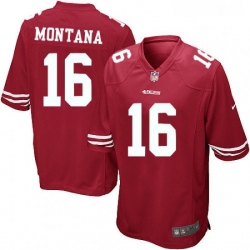 Mens Nike San Francisco 49ers 16 Joe Montana Game Red Team Color NFL Jersey