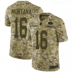 Mens Nike San Francisco 49ers 16 Joe Montana Limited Camo 2018 Salute to Service NFL Jersey