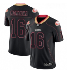 Mens Nike San Francisco 49ers 16 Joe Montana Limited Lights Out Black Rush NFL Jersey