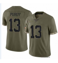 Men's San Francisco 49ers #13 Brock Purdy 2022 Olive Salute To Service Limited Stitched Jersey