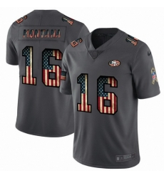 Nike 49ers 16 Joe Montana 2019 Salute To Service USA Flag Fashion Limited Jersey