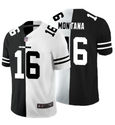 Nike 49ers 16 Joe Montana Black And White Split Vapor Untouchable Limited Jersey